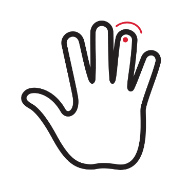 Black icon of house with red door.